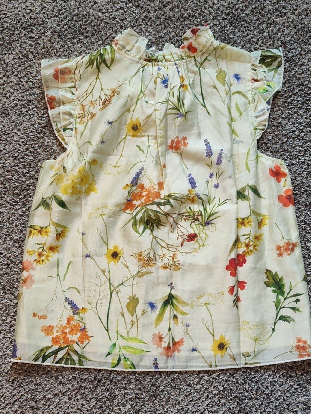 Bailey 44 Cream Floral Tie-Front Ruffle Sleeve Top - Picture 7 of 9